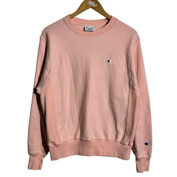 Champion Reverse Weave Sweatshirt Men S Pink Streetwear Embroidery Crewneck Top - Picture 1 of 6